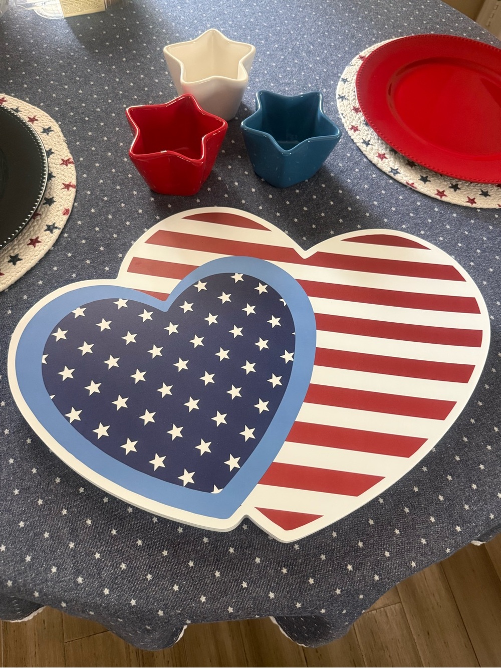 Patriotic Double Heart Placemats - Red, White & Blue